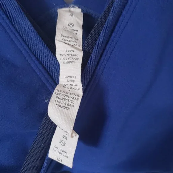 Lululemon Royal Blue Deep V Tank Mesh Back Size 4 - Picture 5 of 8